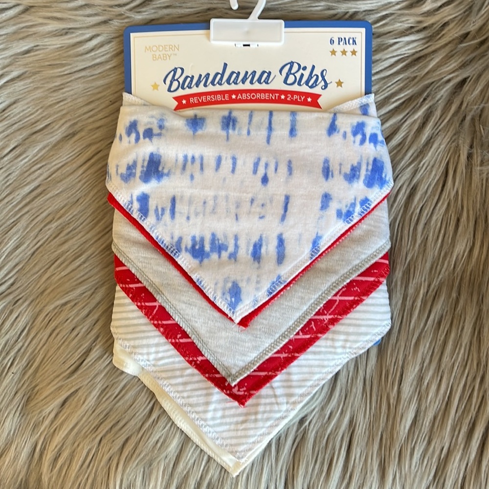 Modern Baby 6 pack bandana bibs reversible
